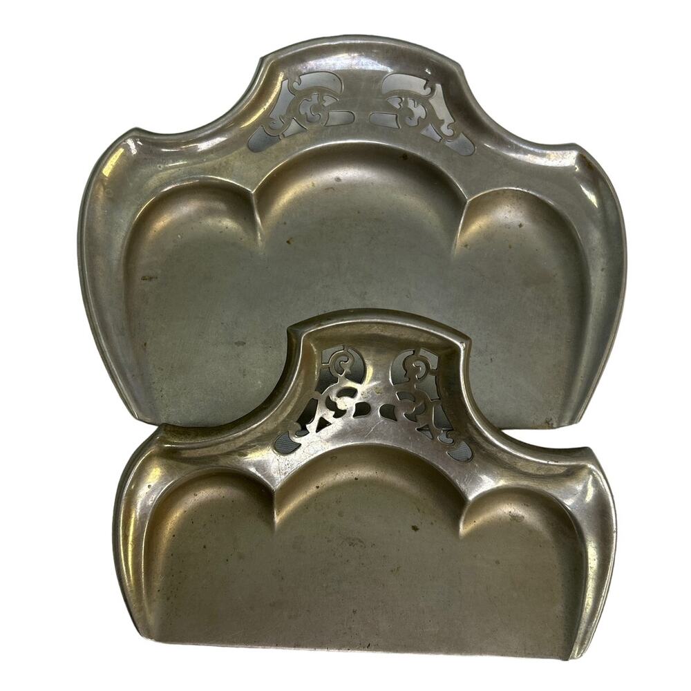 Set of 2 Jordan-Marsh Company Avona of Boston Metal Scrollwork Half Cut Trays